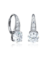 Crislu Accented Brilliant Cut Leverback Drop Earrings Finished in Pure Platinum