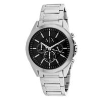 Armani Exchange Outer Banks Silver Stainless Steel Black Dial Watch