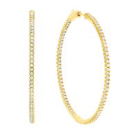 Crislu Pave Hoop Earrings Finished In 18kt Yellow Gold 