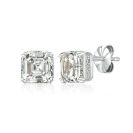 Crislu Ssp 4.20 Cttw Asscher & Pave Stud Er Pl